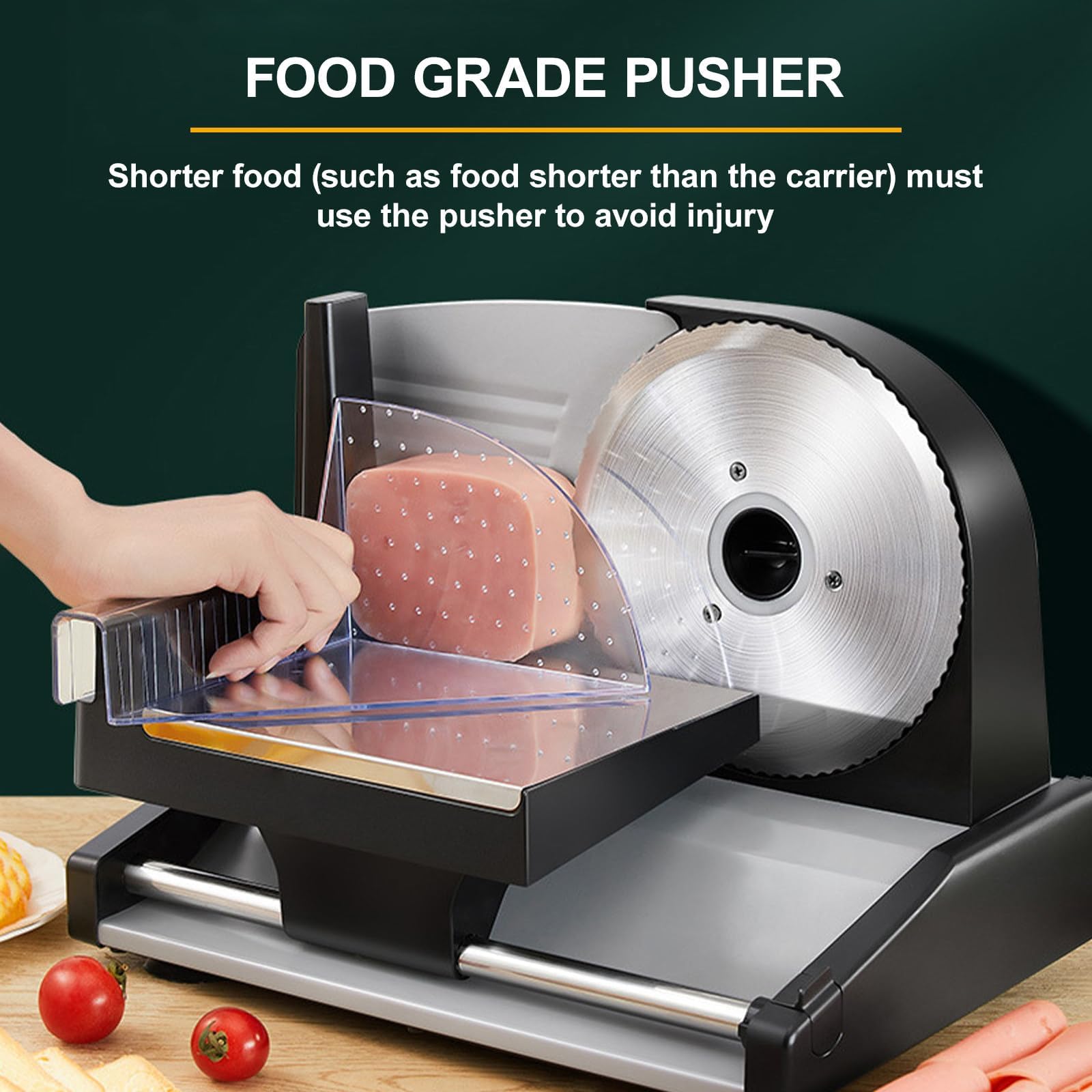Cortador de Carne Eléctrico Rebanador Grado Alimenticio 200 W con Hoja Acero Inoxidable 19 Cm/7.5 Pulgadas Espesor Rebanada Ajustable Para Queso Pan y Verduras 1pcs American standard (110V)