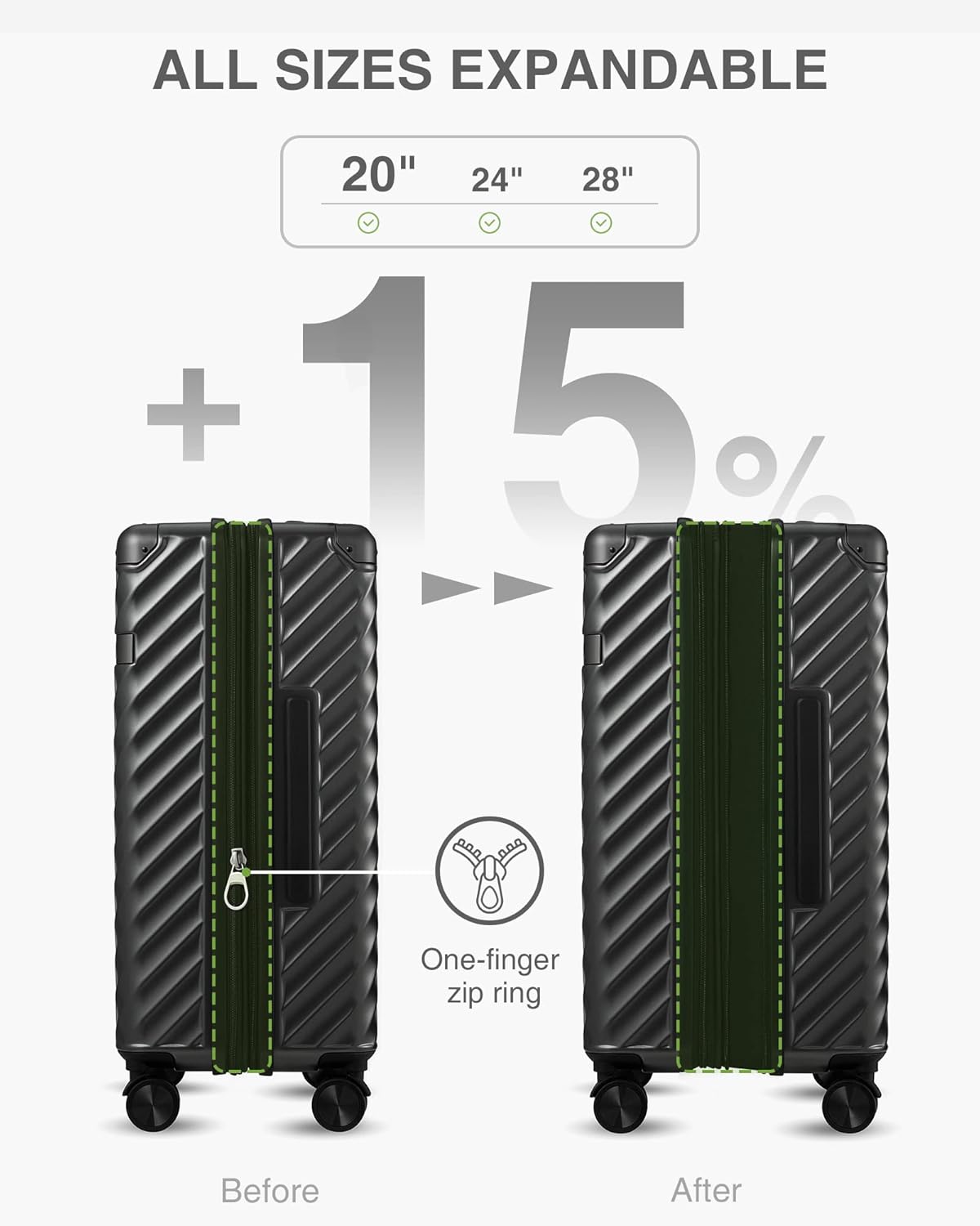 review LUGGEX Expandable Hard Shell Carry On Luggage 22x14x9 Airline Approved Spinner Wheels - 100% PC Carryon Suitcase - 4 Aluminum Corner for Hassle-Free Travel (Black Luggage)