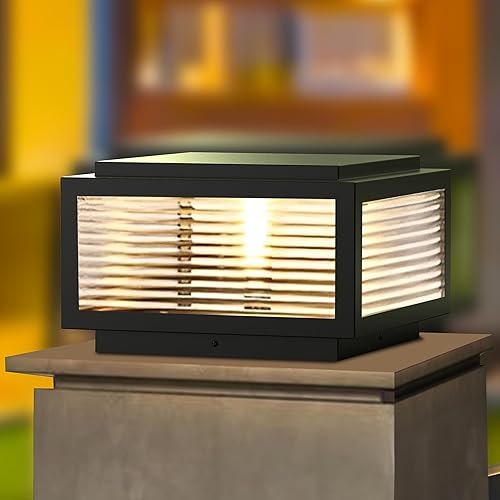 Miniatura 8 de Luz de poste para exteriores de 12 x 12 pulgadas, luz de columna, lámpara de columna con cable de 110-240 V (12-36 V bombilla de reemplazo), luz de