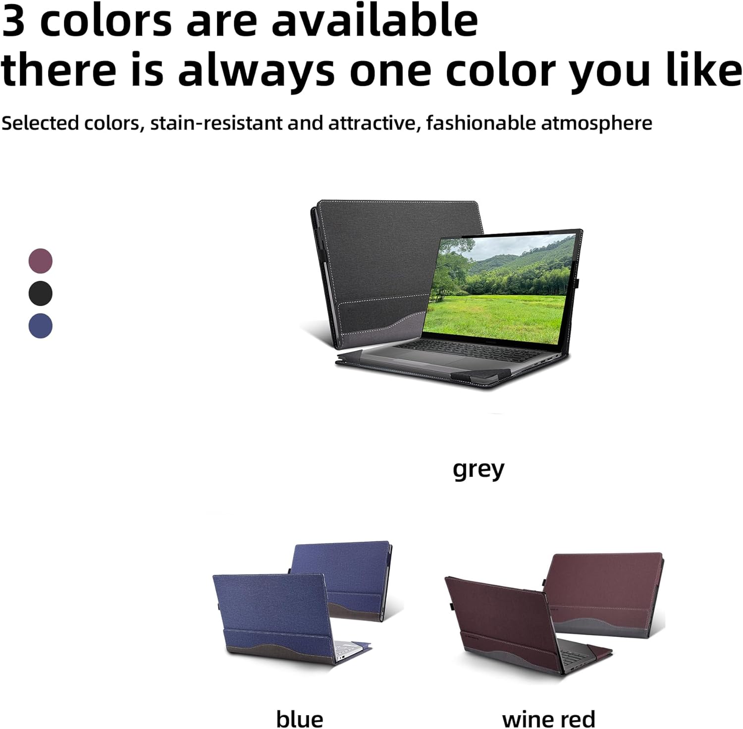 Laptop Cover for Dell Inspiron 14 Plus 7430|7420 Laptop 2-in-1 14"| Inspiron 14 Pro 5420 5430 7425 5425 All-Inclusive Drop-Proof Case 14" PU Leather Inner Pocket Cover (Gray)