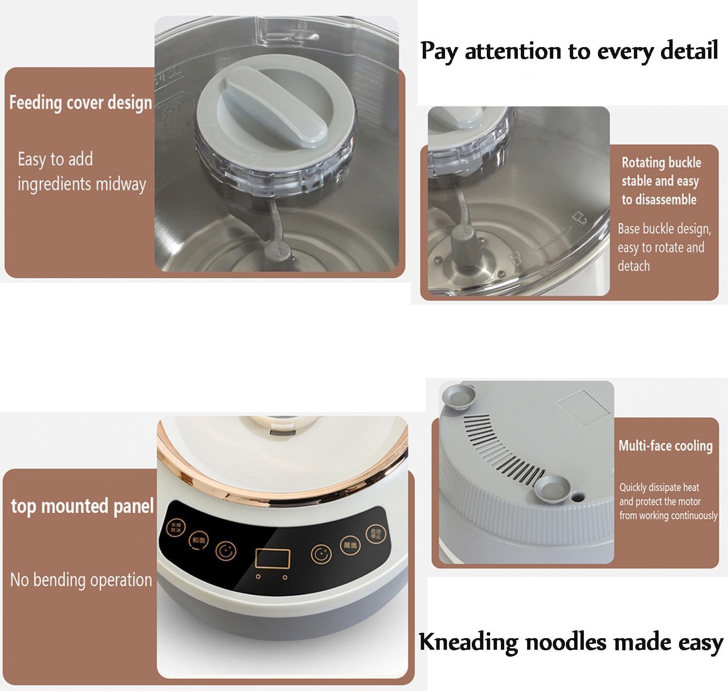Dough Maker with Ferment Function, Stainless Steel Professional Dough Mixer,Dough Kneading Machine,Capacity Split Design Dough Mixer Machine for Easy Cleaning,5L