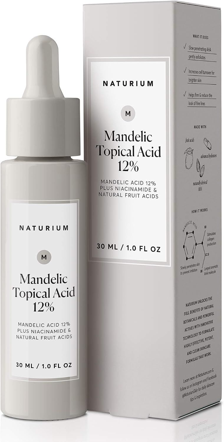 Naturium Mandelic Topical Acid 12%, Plus Niacinamide & Natural Fruit Acids, Anti-Aging Skin Care, 1 oz