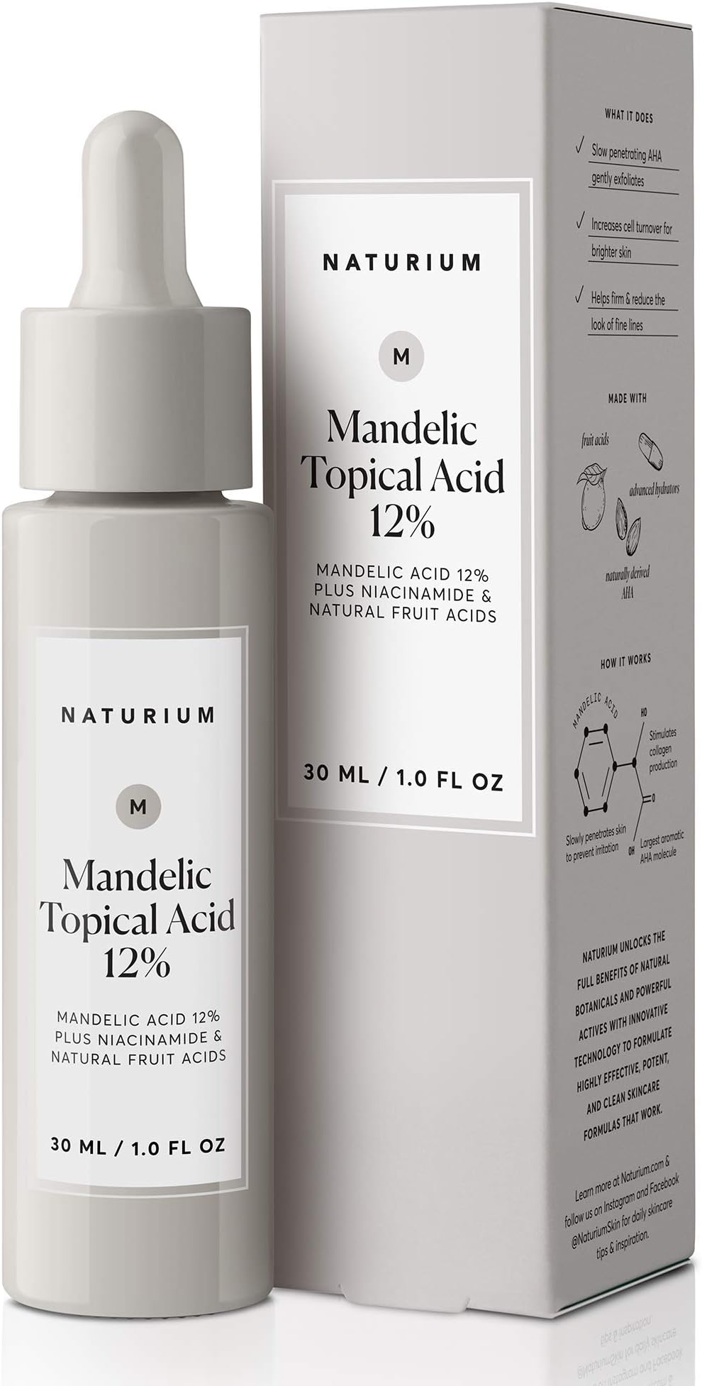 Mandelic Topical Acid 12%, Plus Niacinamide & Natural Fruit Acids, Anti-Aging Skin Care, 1 oz