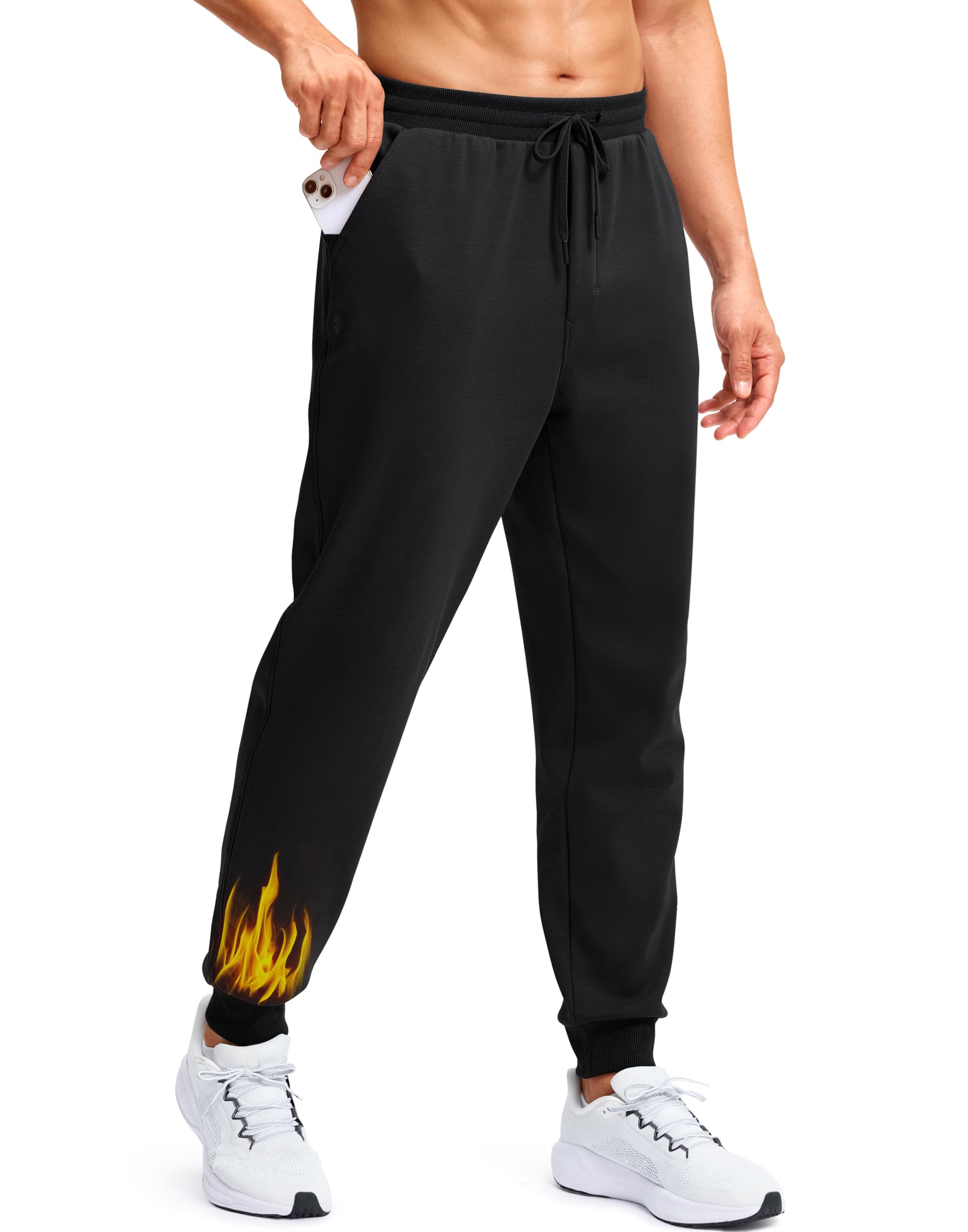 Soothfeel Mens Fleece Joggers Cotton Sweatpants with Deep Pockets Loose Athletic Running Gym Workout Winter Warm Pants