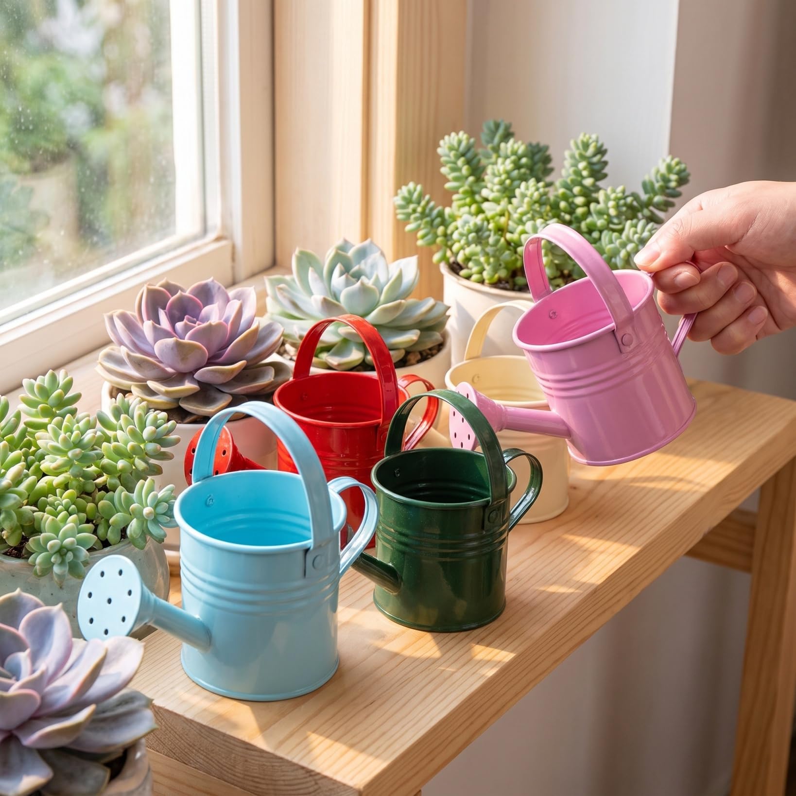 Lot de 6 arrosoirs de jardinage légers pour enfants - Arrosoir pour plantes d'intérieur et d'extérieur - Petite taille pour enfants avec poignées faciles à tenir