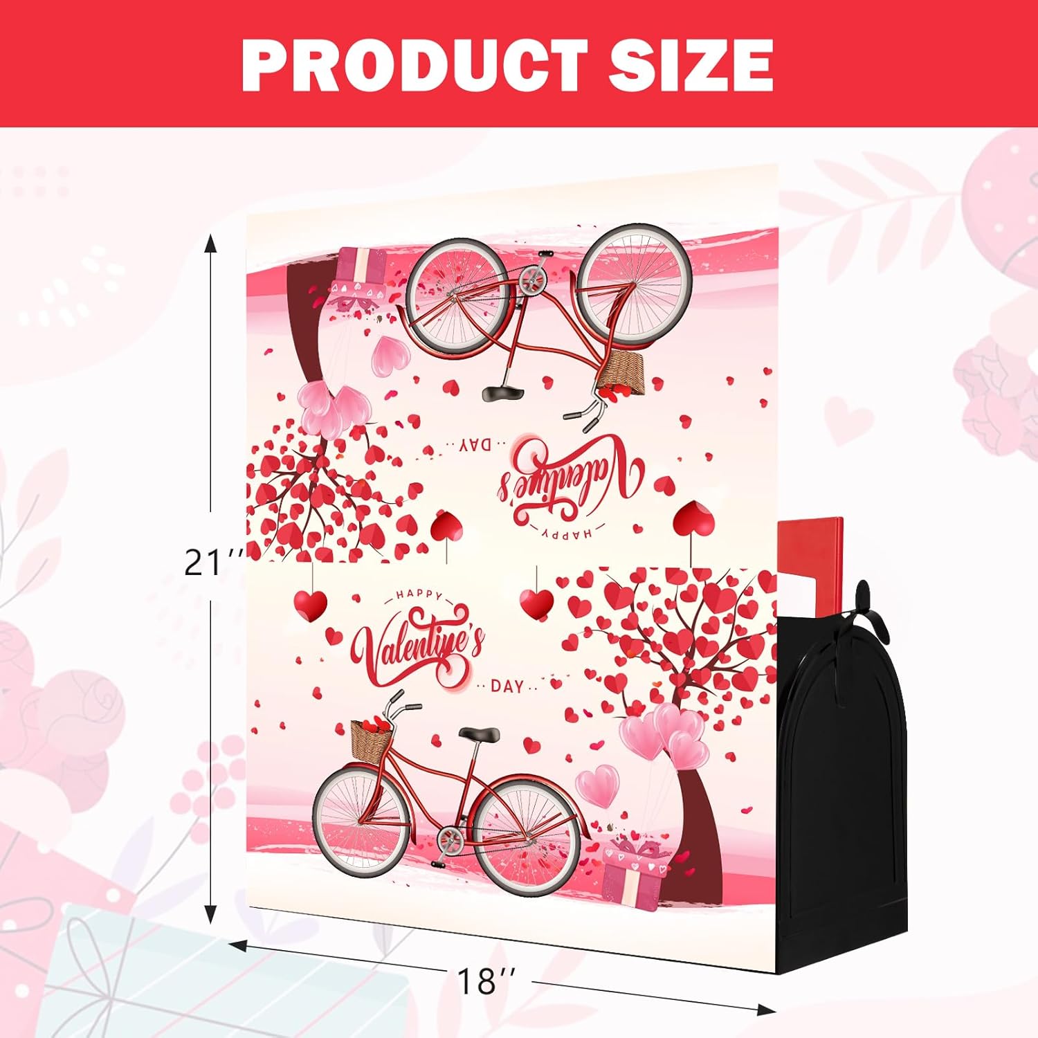 Spring Flowers and Butterfly 21"x18" Magnetic Mailbox Covers Suitable for 19 "x6.5 Standard, Valentine's Day February 14th Mailbox Covers