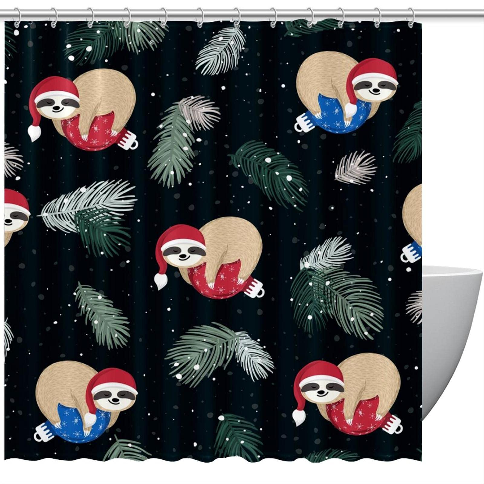 Rideau de douche paresseux de Noël 167x182 cm pour stopper les éclaboussures