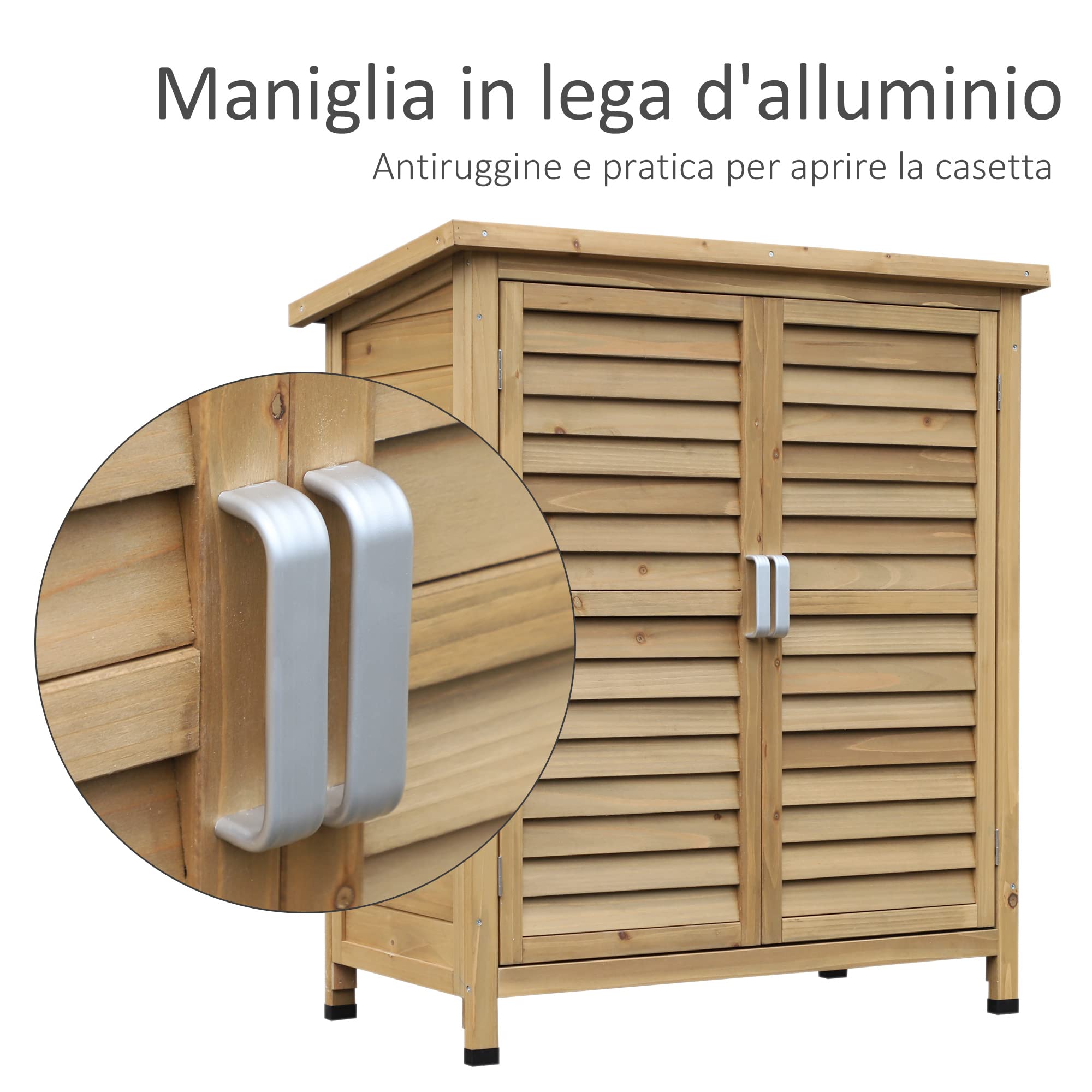 Outsunny Armadio da Esterno Casetta da Giardino Legno Abete Capanno Attrezzi Tetto Bitume Impermeabile 87x46.5x96.5cm