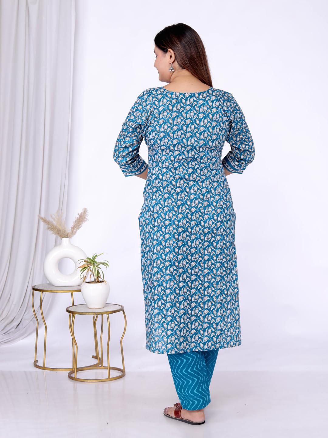 Miraan Cotton Printed Readymade Plus Size Salwar Suit For Women (MIRAANRV7413XXXXXXL_Blue_XXXXXX-Large) - Image 2 thumbnail