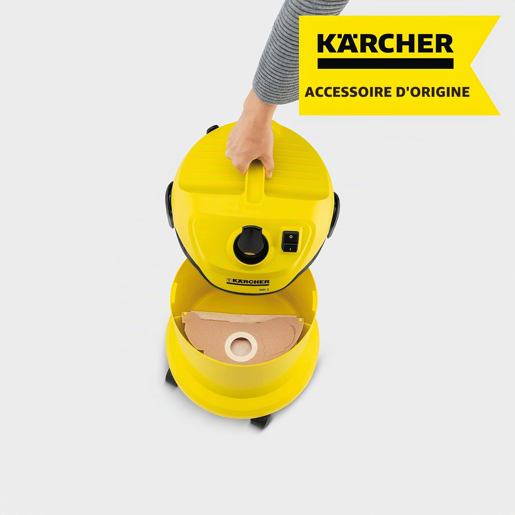 Kärcher Aspirateur Multifonction WD 2 Plus V-12/4/18/C, Fonction Soufflerie, Puissance : 1000 W, Cuve PVC : 12 l, Flexible : 1,8 m & Sachet filtre papier accessoire pour les aspirateurs multifonctions
