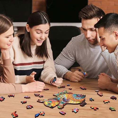 Miniatura 5 de Moruska Rompecabezas de madera únicos para adultos con forma de animal de ardilla, rompecabezas de madera mágicos e irregulares difíciles con piezas