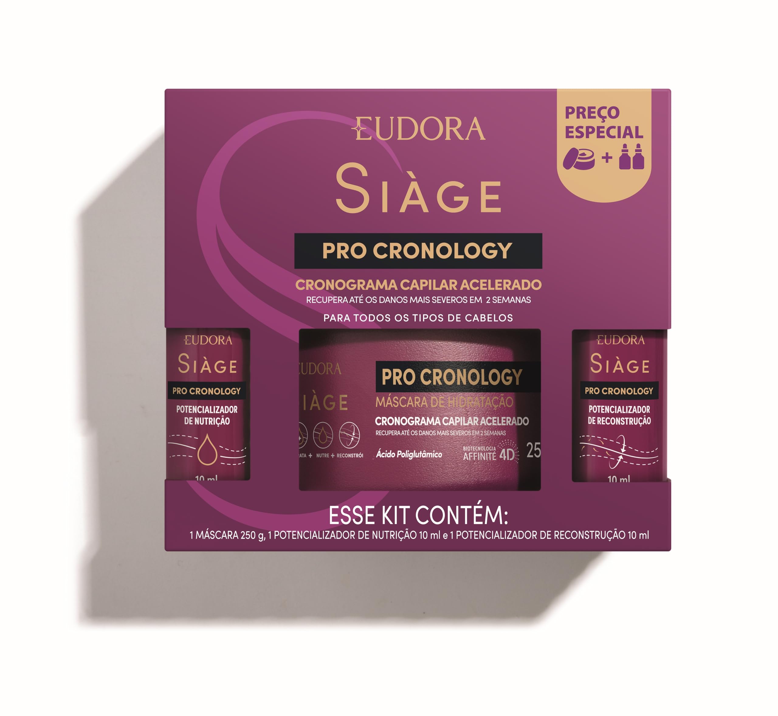 Kit Eudora Siàge Pro Cronology Máscara + 2 Potencializadores