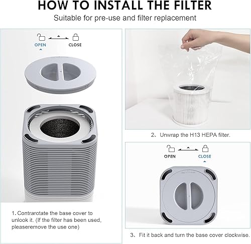 Miniatura 9 de VEWIOR Purificadores de aire para el hogar, habitación grande de hasta 600 pies, H13 True Hepa, purificadores de aire para pelo de mascotas, caspa,