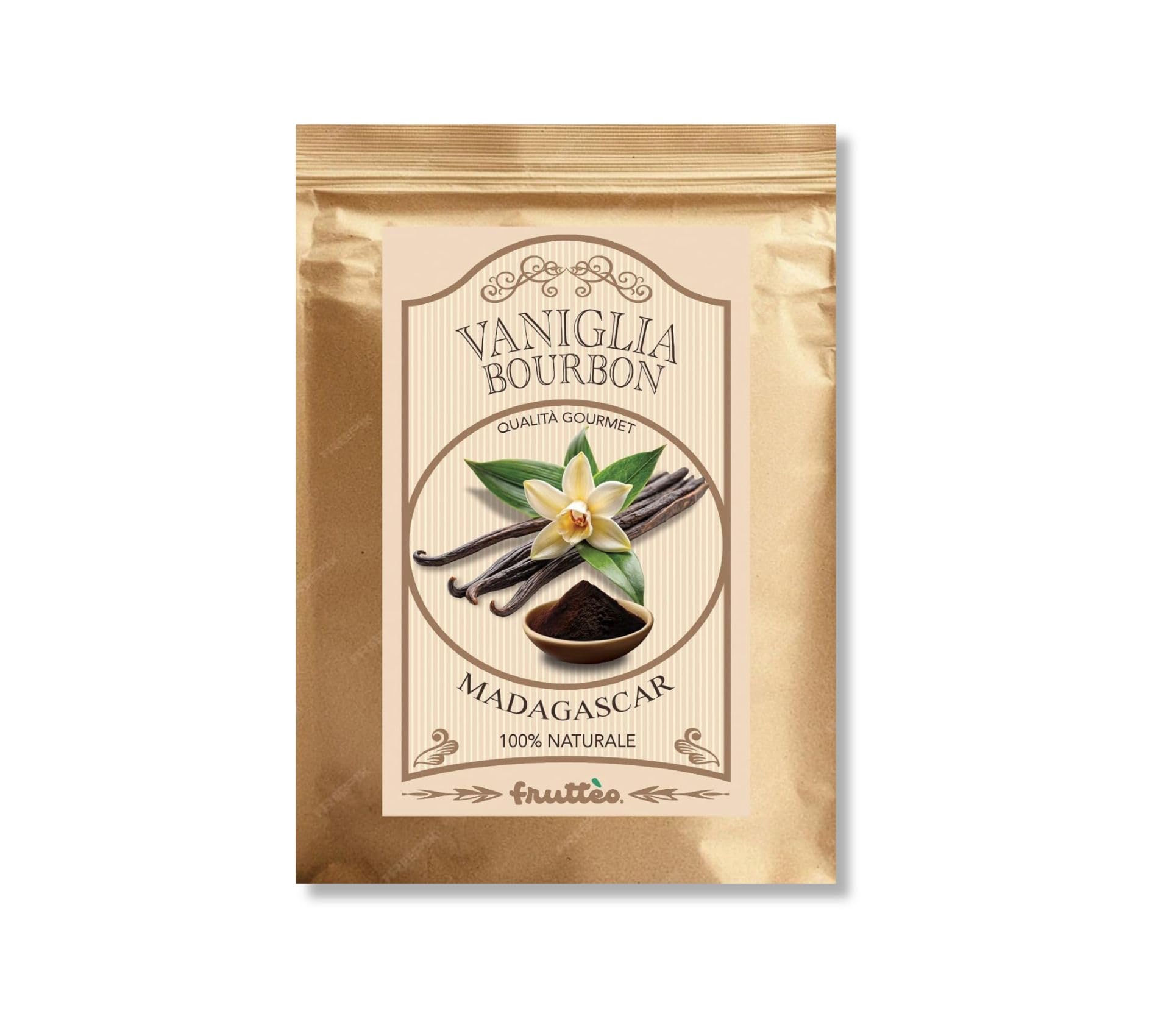 Frutteo - Vaniglia in Polvere 25Grammi Bourbon in Polvere Grado A - 100% Naturale da Baccelli Interi - Vaniglia di Alta Qualità per Dolci, Dessert e Ricette Gourmet