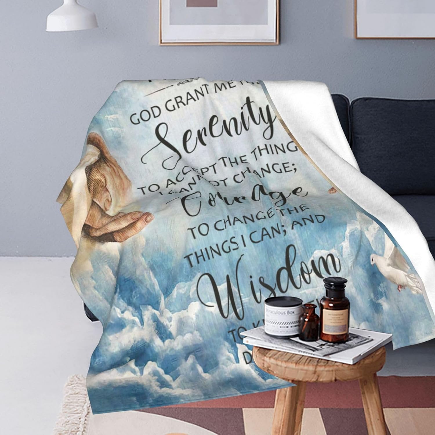 Serenity Prayer Blanket Serenity Prayer Throw Blanket Soft Fleece Flannel Bedding Christian Gifts for Men Boys Women Girls Lovers Adults Stuff Plush for Couch Sofa Bed Room Decor 50"X60"