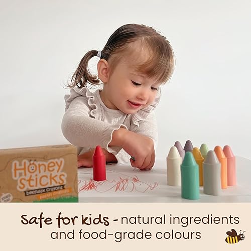 Miniatura 2 de Honeysticks Crayones de cera de abeja 100% pura (paquete de 12)  Colores pastel, no tóxicos, seguros para bebés y niños pequeños, durante 1 año más,