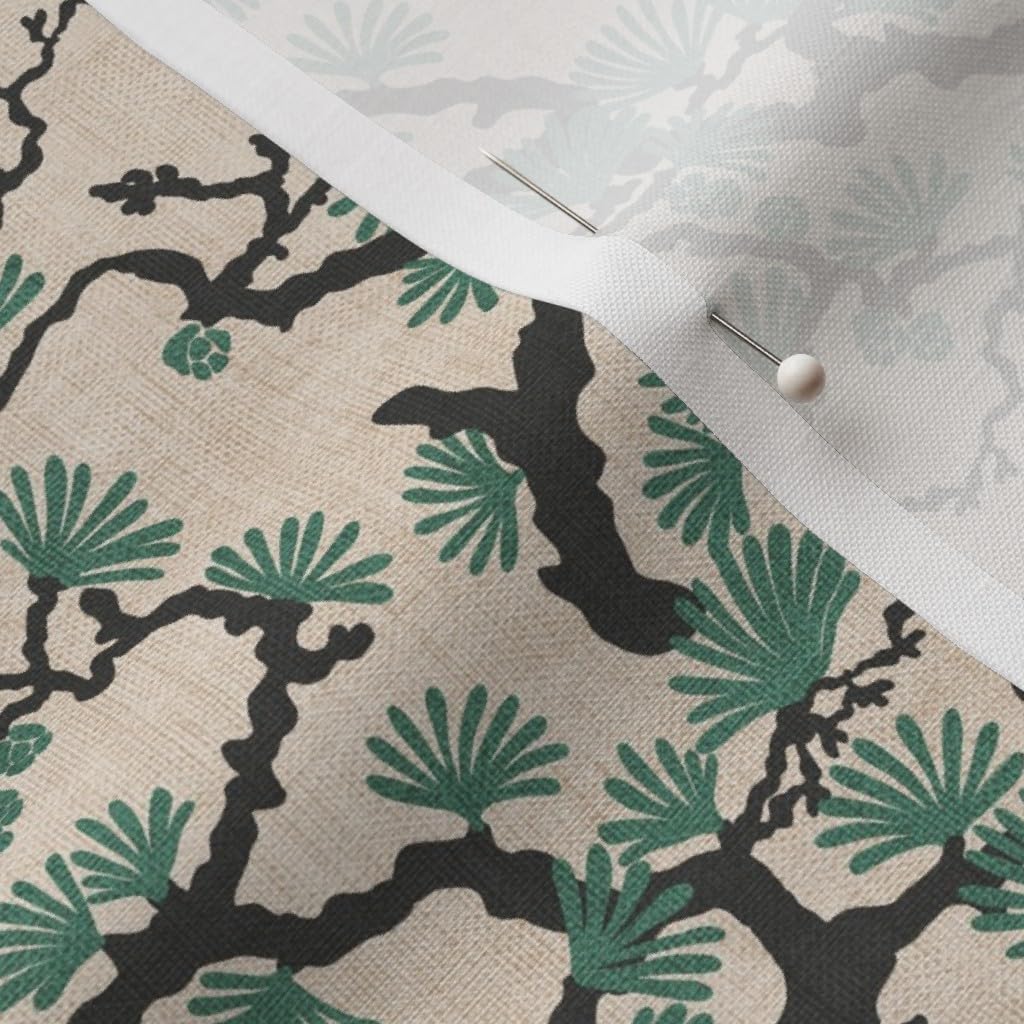 Spoonflower Fabric - Vintage Chinoiserie Forest Wood Nature Neutral Tan Taupe Rustic Cabin Printed on Petal Cotton Fabric Fat Quarter - Sewing Quilting Apparel Crafts Decor