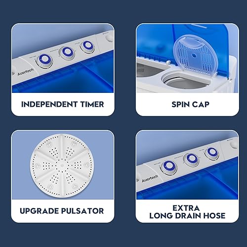 Miniatura 6 de Lavadora portátil, lavadora de doble tina, lavadora compacta con capacidad de 20 libras, lavadora de 12 libras y secadora giratoria de 8 libras para