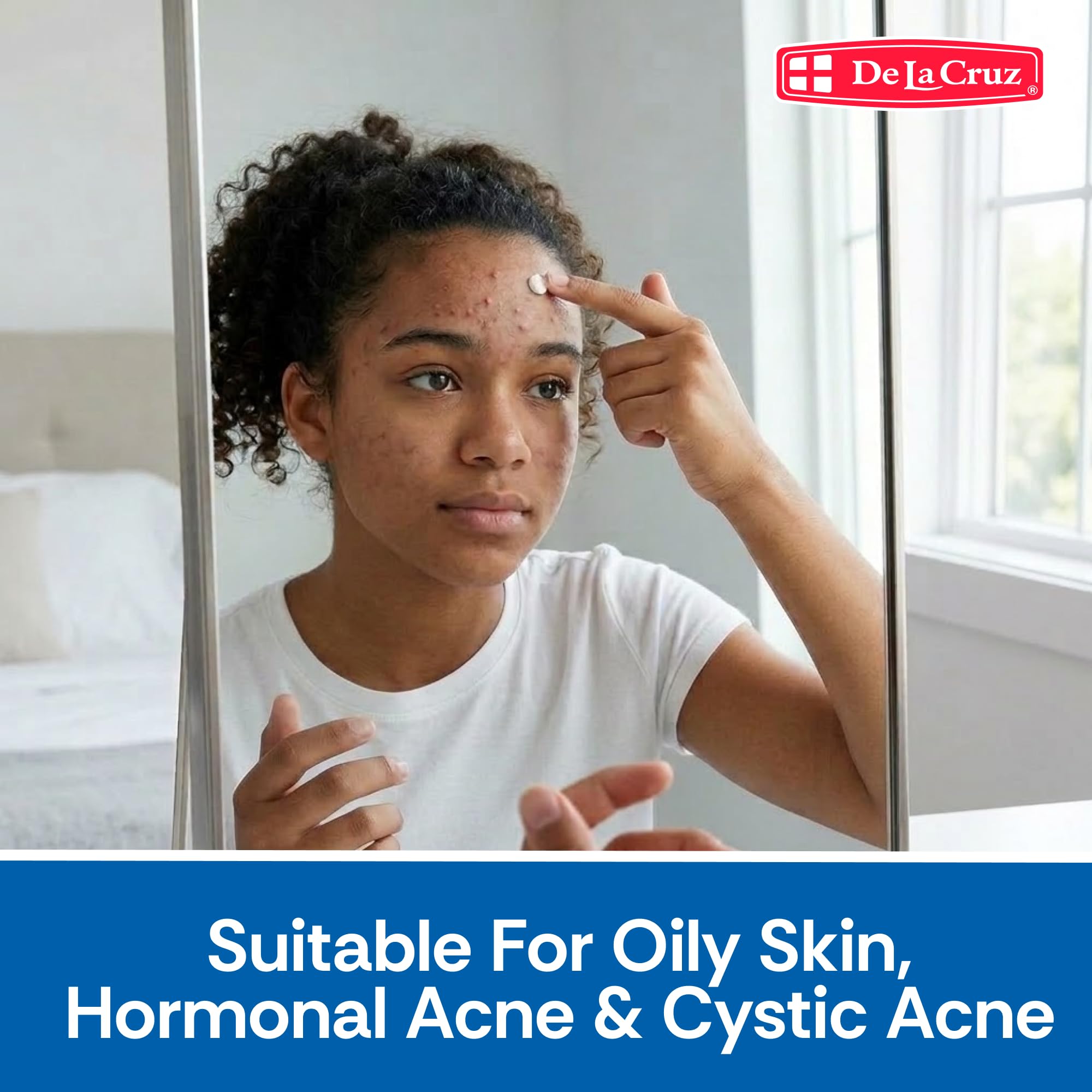De La Cruz Traitement à l'acné 10 % sulfure - Médication à l'acné cystique clair et aux points noirs sur le visage et le corps - Fabriqué aux États-Unis - Tube de 2,6 oz