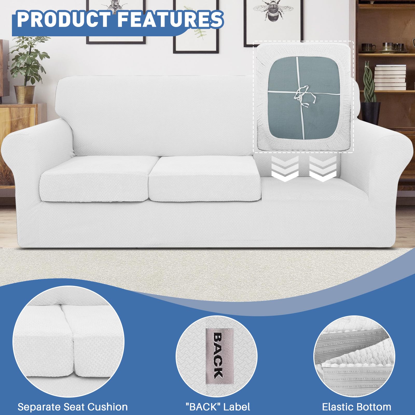 Amazon｜JIVINER (ジヴィナー) ソファカバー 4点セット クッション3枚