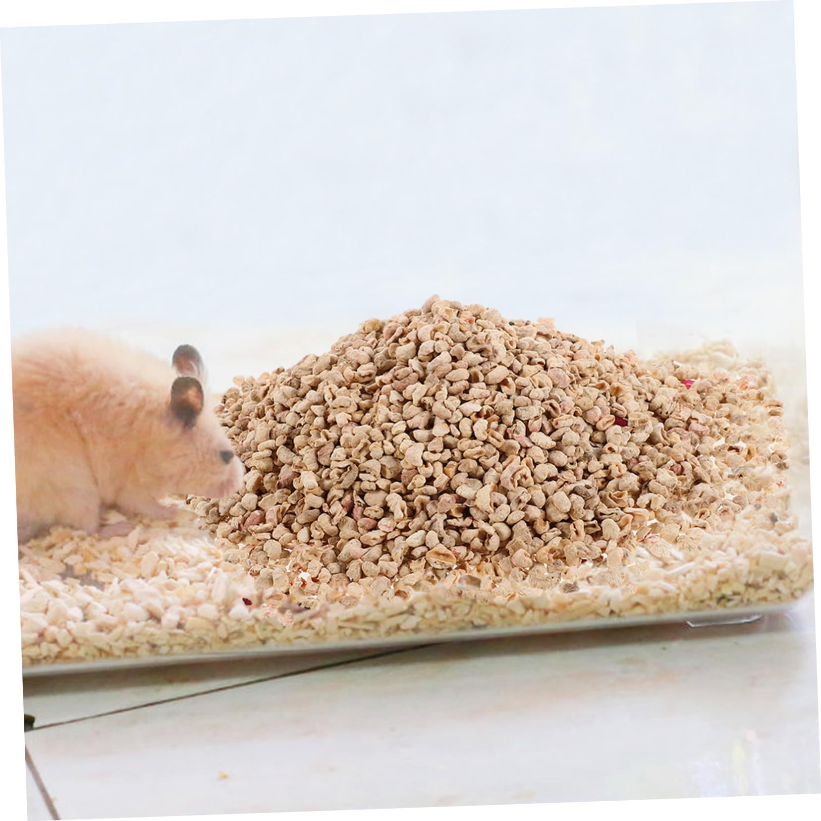 WOONEKY 1000g Lettiera in Pannocchia di Mais da Lettiera Naturale per Criceti Materiale per Nidificazione per Animali Domestici Rivestimento per Gabbia per Roditori Colore Casuale