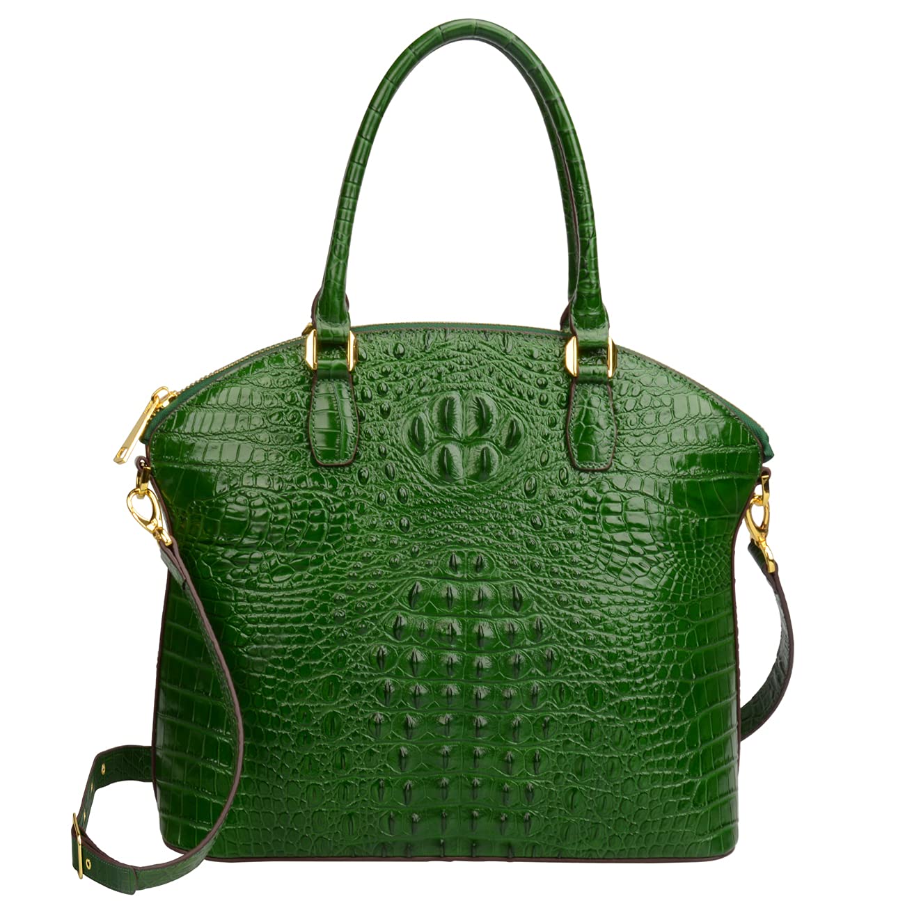 Women's Genuine Leather Crocodile Embossed Large Top Handle Handbags Satchel Shoulder Bags
