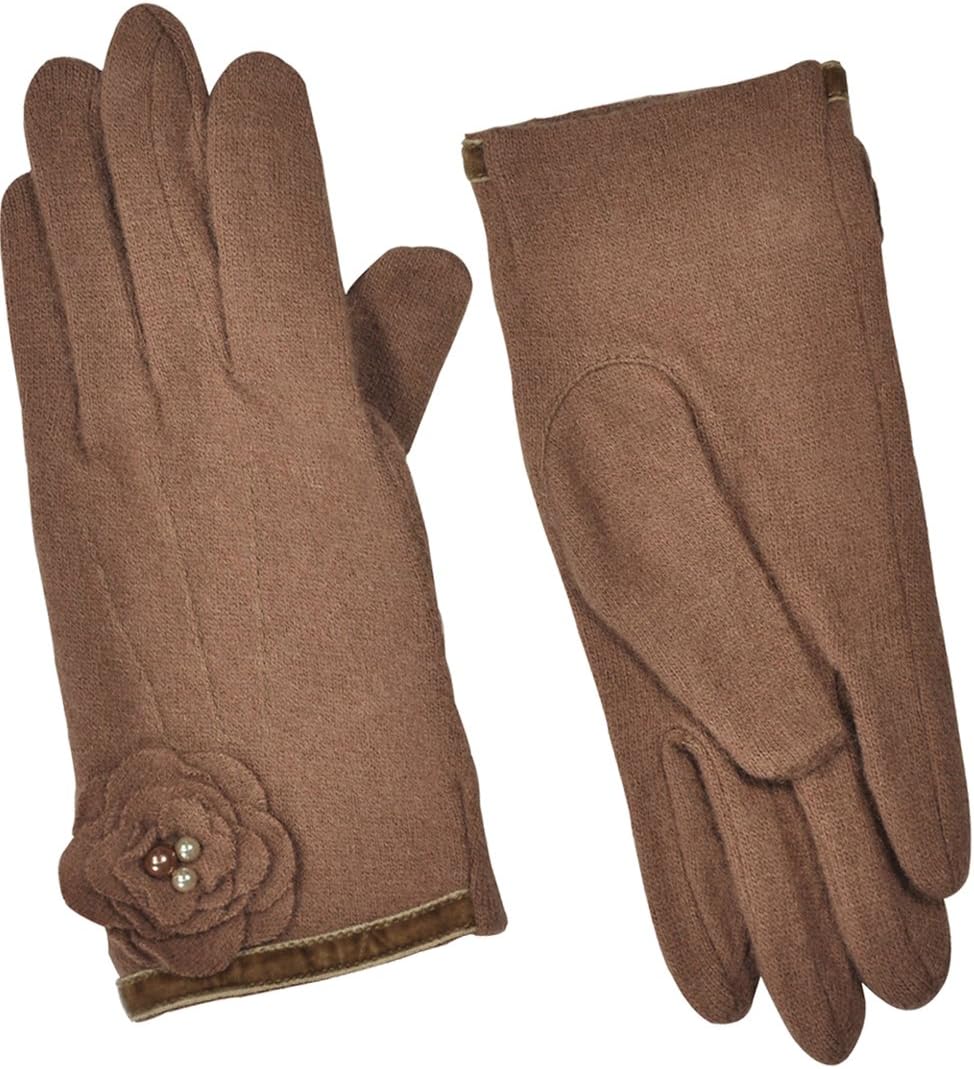 Dahlia Winter Gloves for Women - Wool, Knit Cold Weather Gloves, Flower