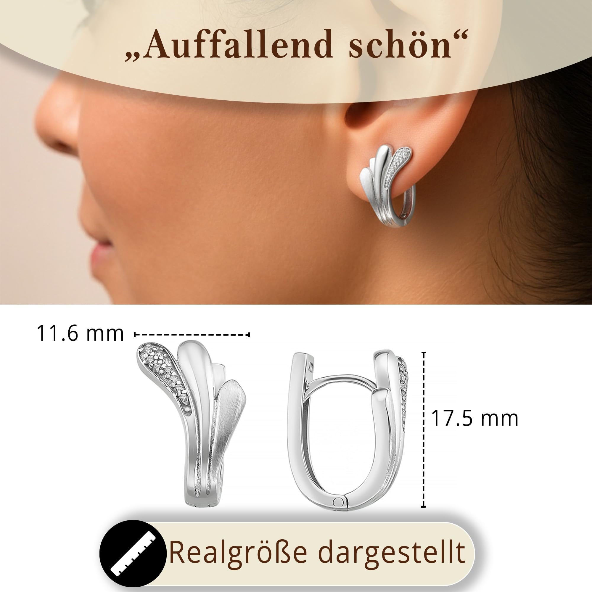 CASSINI Orecchini a cerchio in argento sterling 925 rodiato, ipoallergenico, senza nichel, da donna, eleganti per tutti i giorni, eleganti e senza tempo, per ogni occasione, 3CZV