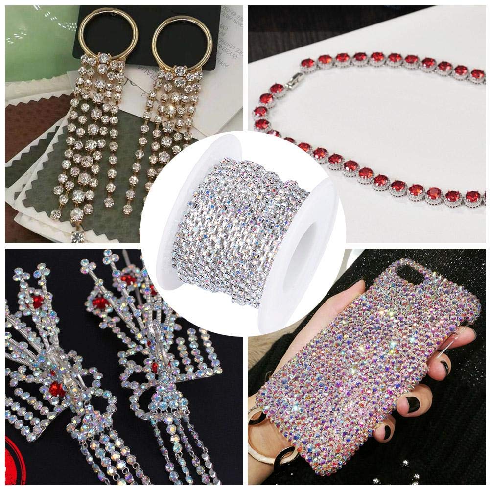 Rotolo Di Catena Di Cristallo Artificiale - 10 Yard, Argento, Per Decorazioni - Foto 6