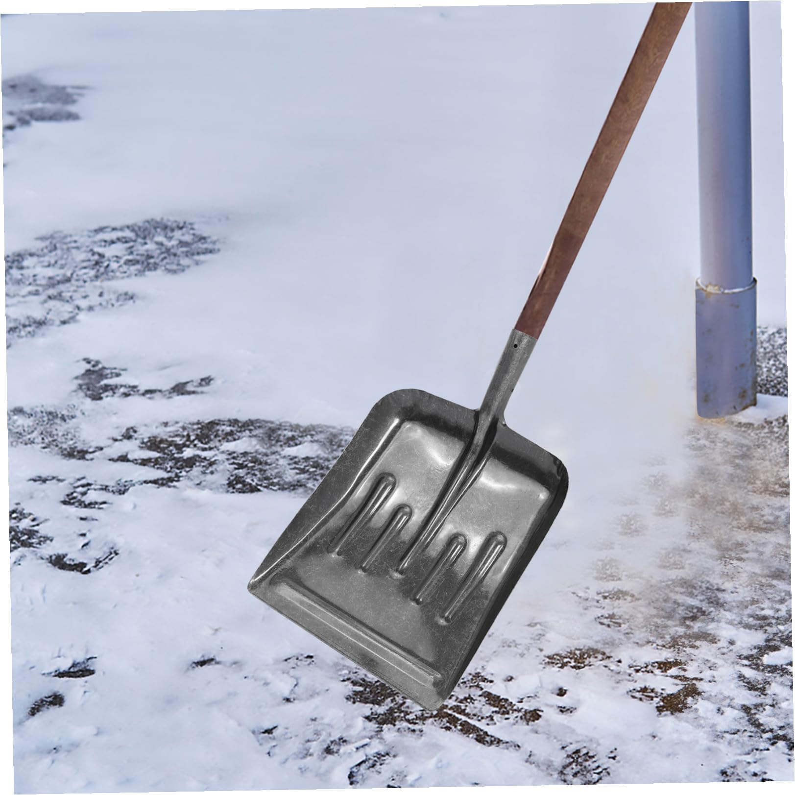Pala da Giardino con Testa Piatta in Acciaio Manganese Raschietto per Scavo e Pulizia Esterna Manico Ergonomico Antiscivolo per Neve Terra e Rifiuti Utile per Agricoltura e