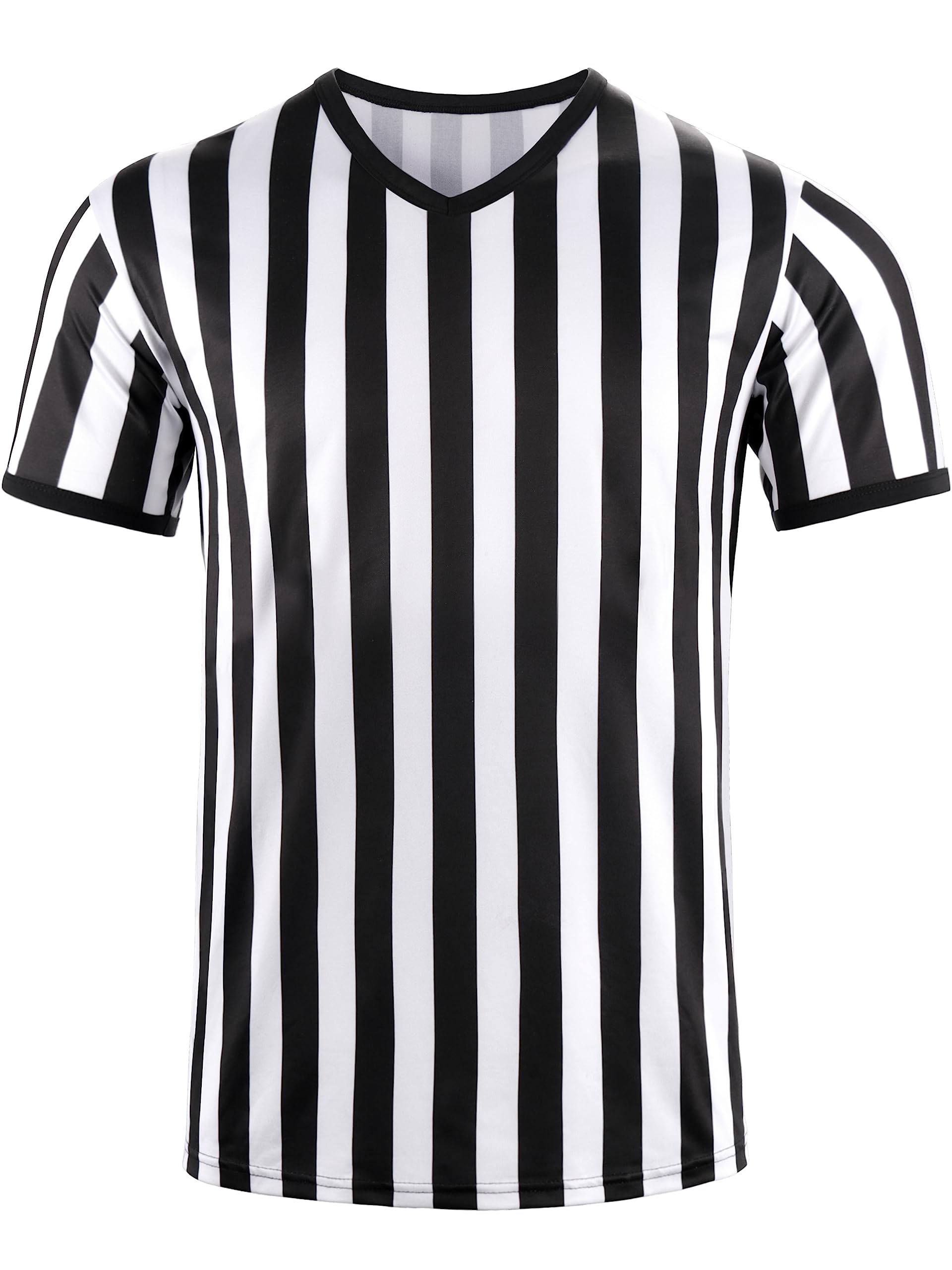 Referee Shirt Men Womens Soccer Ref Costume Jersey, V-Neck Striped Professional Official Sports Referee Shirt