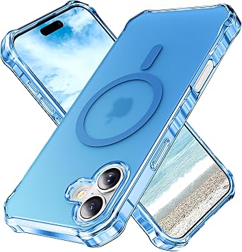 Magnetic Case for iPhone 17,[Compatible with MagSafe],Anti-Fingerprints Translucent Matte Bumper Cover Shockproof Blue, for iPhone 17 6.3 inch
