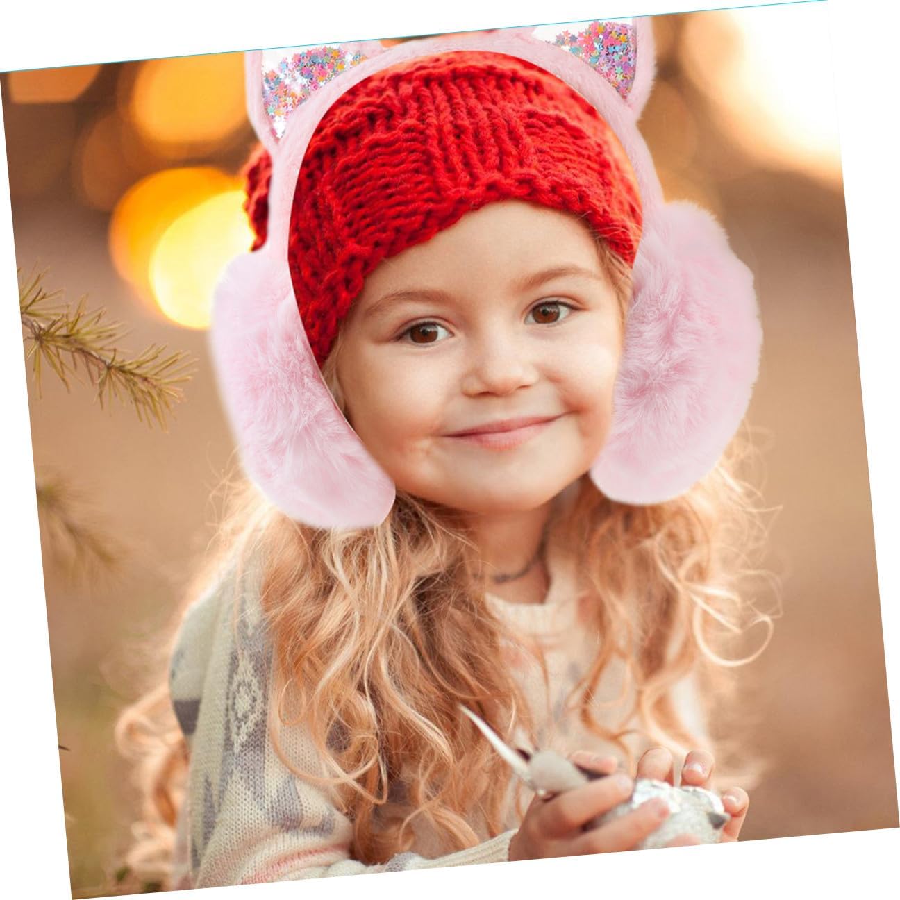 Winter Earmuffs 2pcs Pink Plush Ear Warmers Foldable Soft Ear Muffs for Cold Weather Protection