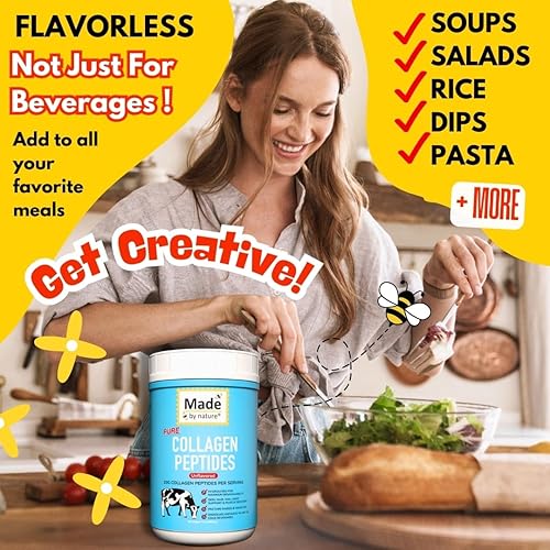 Miniatura 8 de Made by Nature - Péptidos de colágeno tipo 2 sin sabor apoya la salud de la piel, el cabello, las articulaciones y el intestino, hidrolizados,