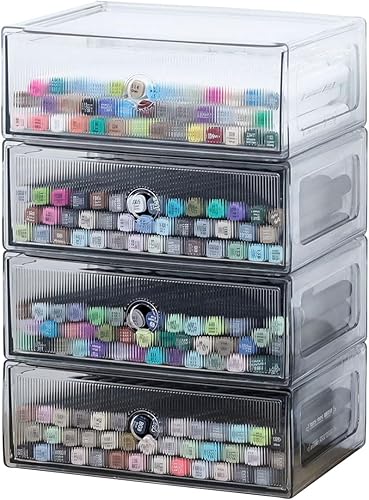 Organizadores de cajones transparentes para oficina, caja de almacenamiento de plástico para suministros de arte, rotulador, papelería escolar,