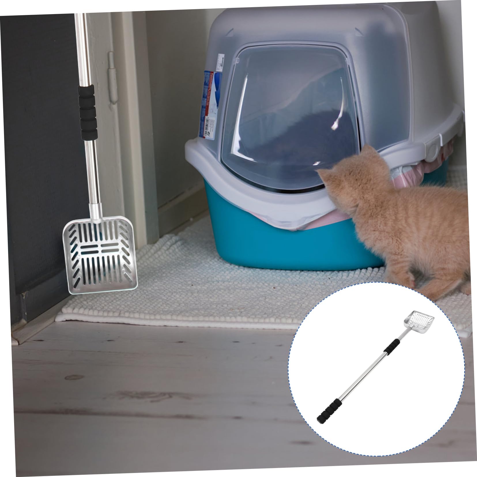 Pala De Arena con Mango Largo Retráctil Pala Perro Basura Scoop Pala De Arena para Gatos Pala Profunda para Arena para Gatos Pala para Arena con Mango Largo Arena para Perros Metal