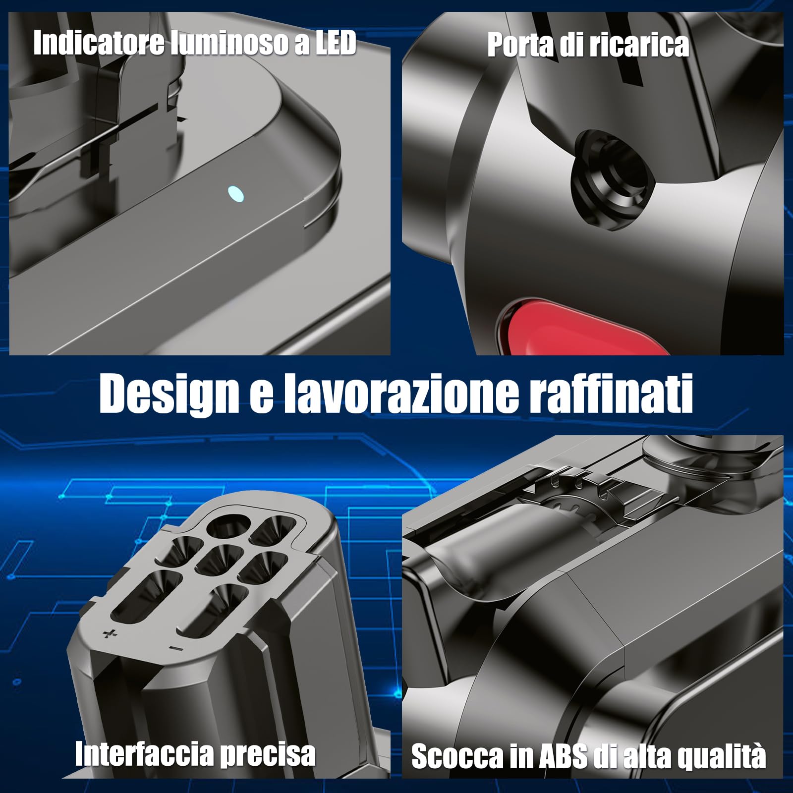 Batteria V12 per Dyson V12, Batteria per V12Detect Slim/Fluffy/Absolute SV20 SV26 SV30 SV34 SV35 SV46 (Non per V11 SV12)