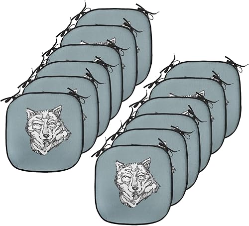 Miniatura 143 de Lunarable Cojín retro para silla, dibujo de chica a la moda en tierra primavera campo margaritas arte, acolchado de asiento para cocina y patio con