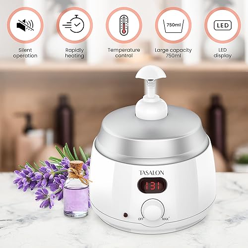 Miniatura 5 de TASALON Calentador de aceite de masaje profesional con 2 bombas de bloqueo, calentador de aceite de masaje digital de 25.4 fl oz, dispensador