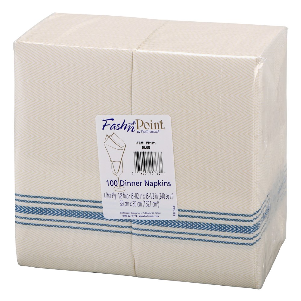 Hoffmaster fp1111 fashnpoint azul y blanco dishtowel impreso servilletas de papel, ultra capas, 15 1/2 "x 15 1/2", 1/8 plegable (8 paquetes de 100)