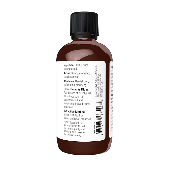 Aceite Esencial de Eucalipto NOW 100% Puro 4 fl oz miniatura 2