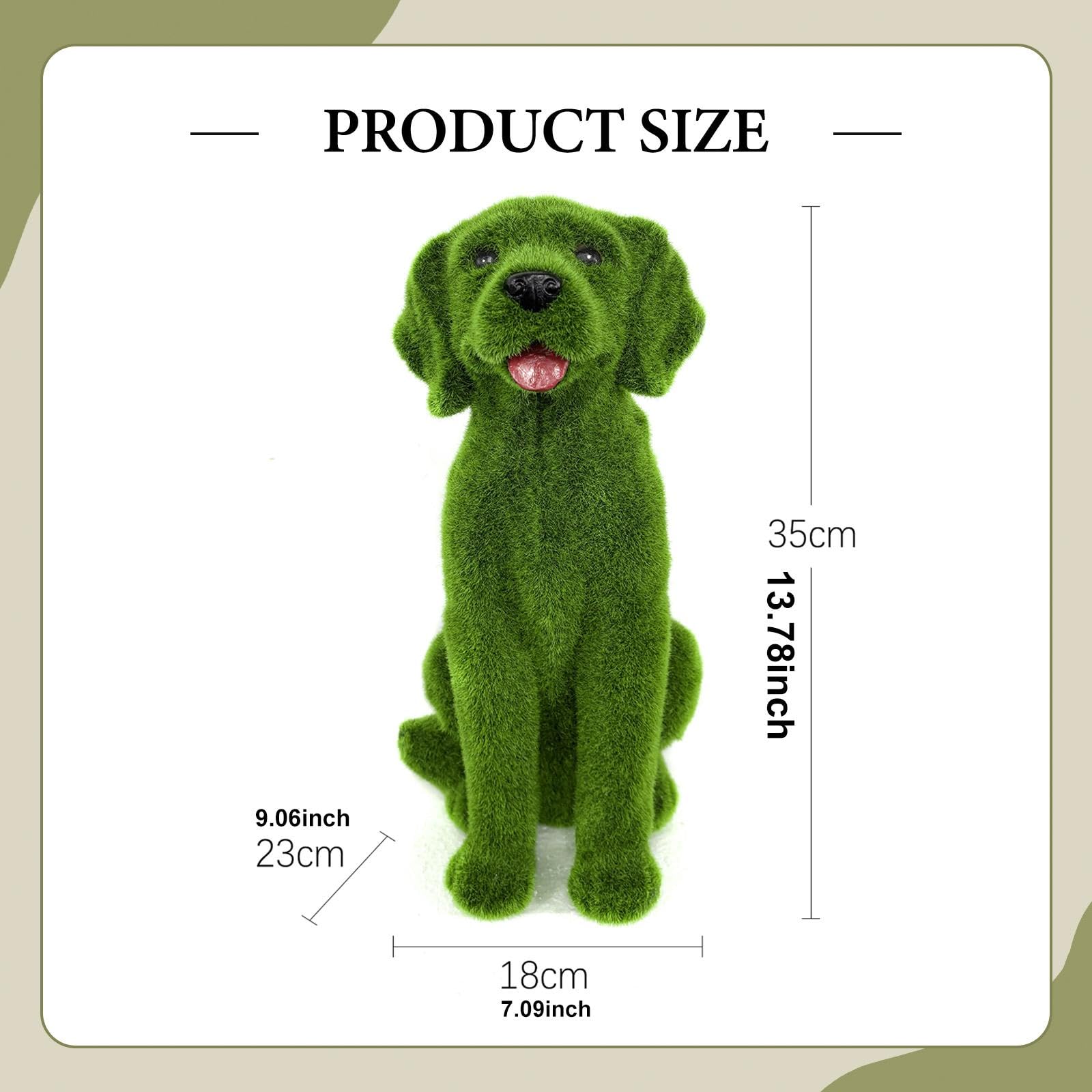 Statua Cane Decorativa Cane Adorabile Flocked Scultura Resina Ornamento Animale Artigianale Collezione Decorativa Idrorepellente Adatta a Regalo Casa, 18 Cm X 23 Cm X 35 Cm