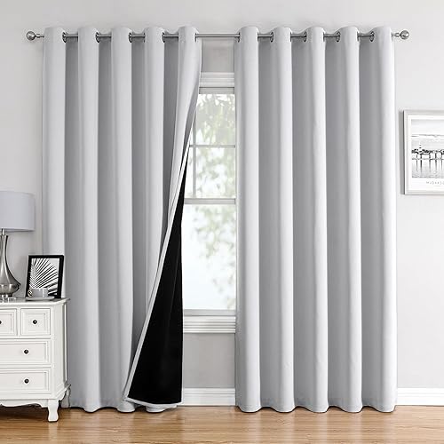 Miniatura 12 de ChrisDowa Cortinas 100% Opacas para Dormitorio con Forro Negro, 2 Capas Gruesas Totalmente Opacas con Aislamiento Térmico y Ojales, Cortinas de