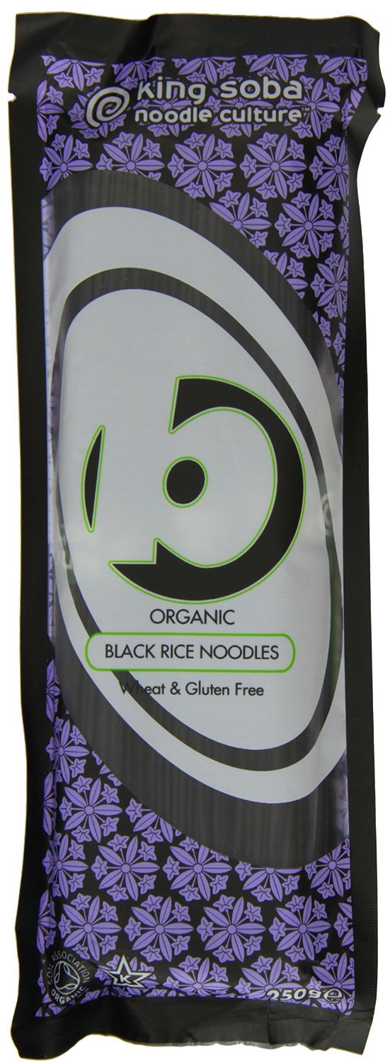 (12 unidades) - King Soba - Org Fideos de Arroz Negro | 250g | Paquete de 12