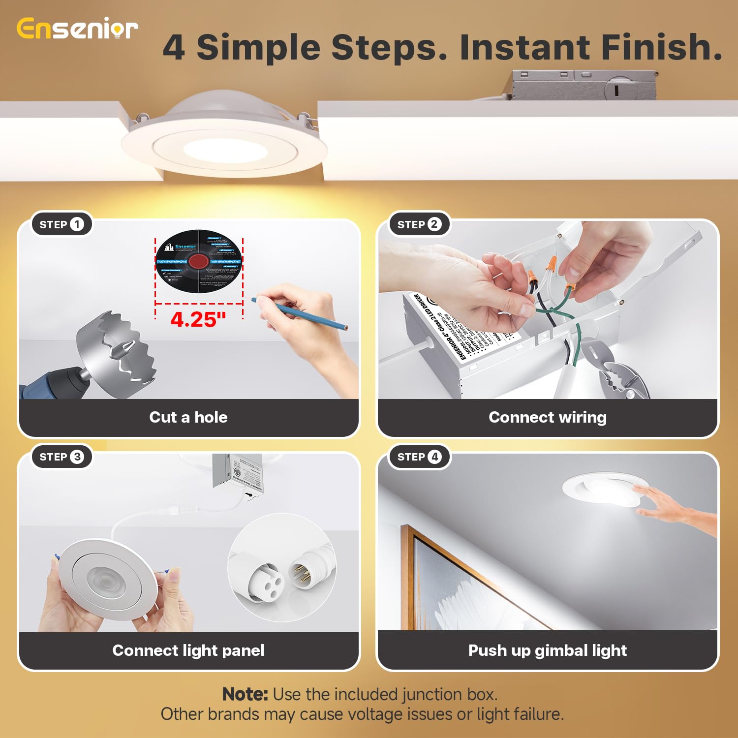 Ensenior 4" Gimbal LED Recessed Lights - 4 Pack -8