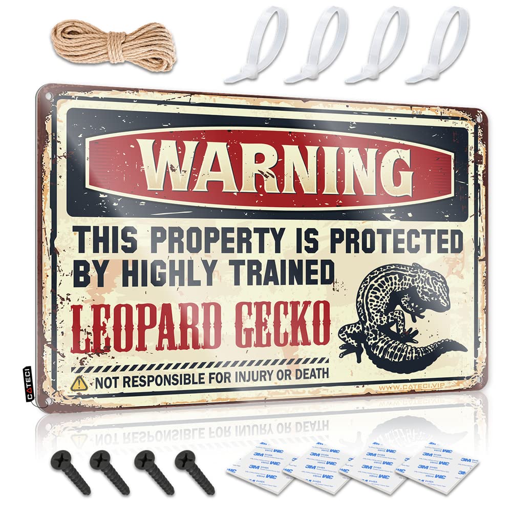 IBWNBBUSN Funny Kitchen Decor Warning This Property Is Protected By A Highly Trained Leopard Gecko Sign Home Tin Sign Funny Signs For Office(30X40CM)