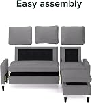 Zinus Hudson Sectional, Convertible Sofa, Light Grey