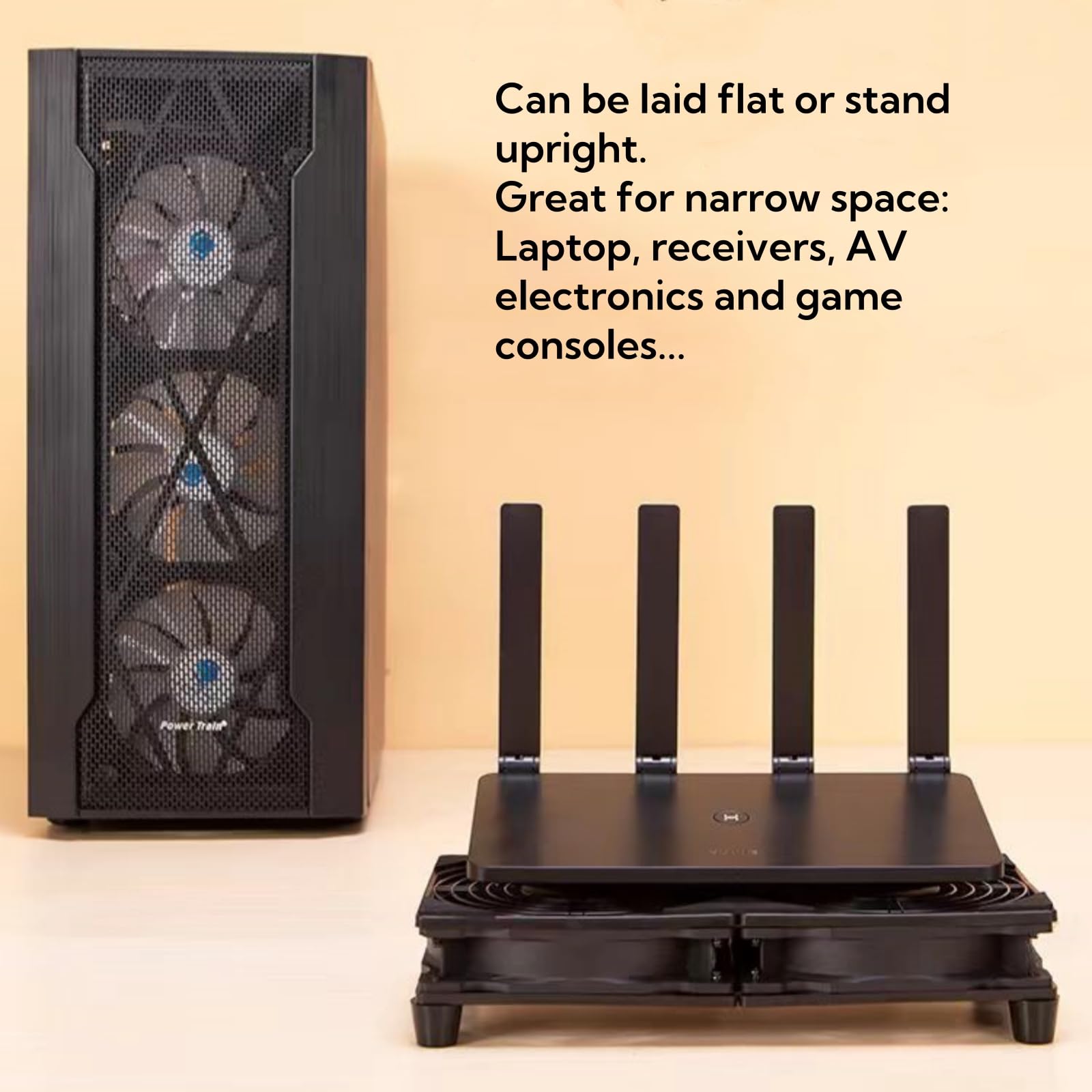 Ventola di raffreddamento USB silenziosa da 5 V, 120 mm x 4 con cavo da 1200 mm, 152 CFM, grande flusso d'aria per router, computer, Mac Mini, PlayStation, rack fai da te audio video rete