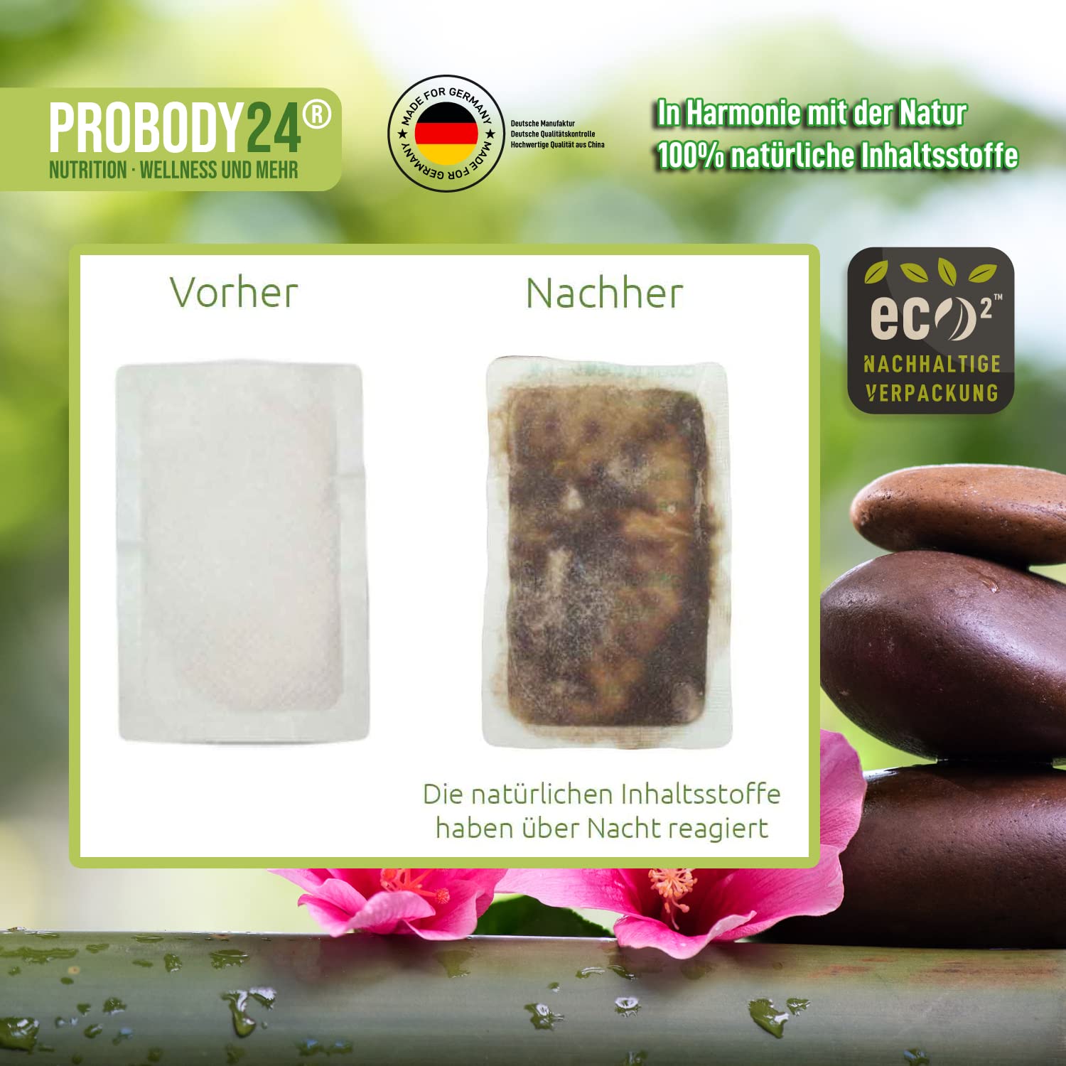 ProBody24 Bambus Vital Fupflaster, 100% natrliche Inhaltsstoffe,  Wellness Fupads 40 Stck : Amazon.de: Drogerie & Krperpflege