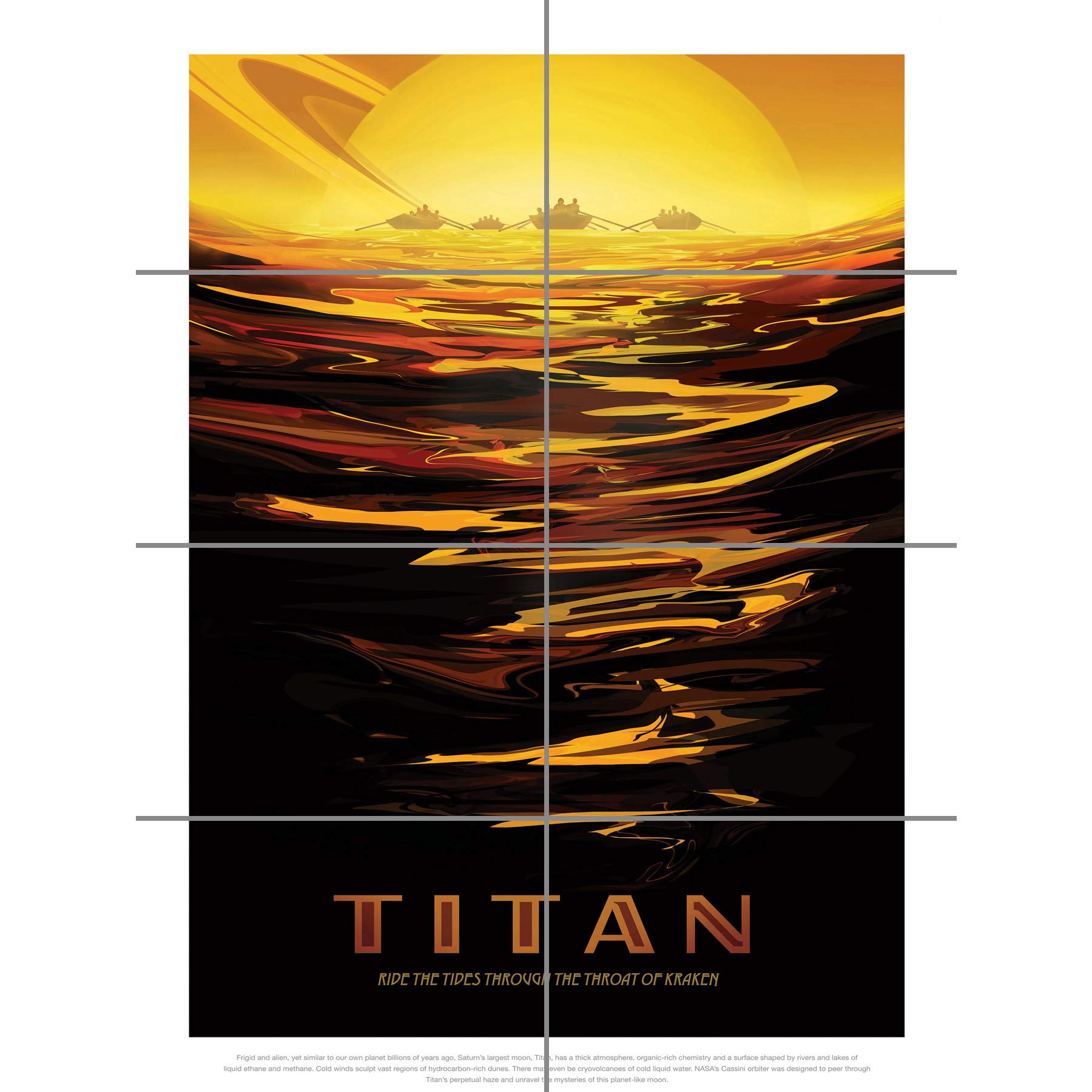 Artery8 Titan Ride the Tides Kraken NASA Space Tours Travel XL Giant Panel Poster (8 Sections)